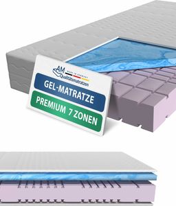 AM Qualitätsmatratzen | Premium Gelschaum-Matratze 180x200 cm | H2 | Kaltschaummatratze mit 4 cm Gelschaum-Auflage | 23 cm Höhe |  Germany | 180 x 200 cm