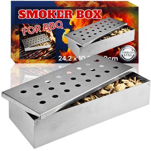 Edelstahl Räucherbox Smokerbox Räucherdose Holzkohle Gasgrill Grill Box BBQ