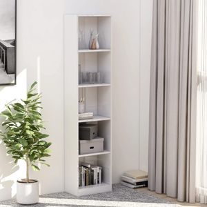 Möbel Bücherregal 5 Fächer Hochglanz-Weiß 40x24x175 cm Holzwerkstoff 2023