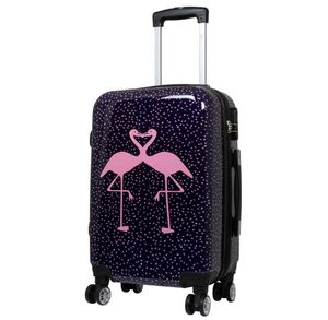 Hartschale kleiner Handgepäck Koffer Flamingo Trolley 4 Rollen Motiv bunt Größe S