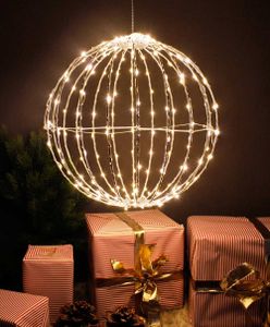 LED Leuchtkugel 30 cm faltbar mit Timer Weihnachtsbeleuchtung LED Ball 200 LED Lichterkette Innen und Außen warmweiß