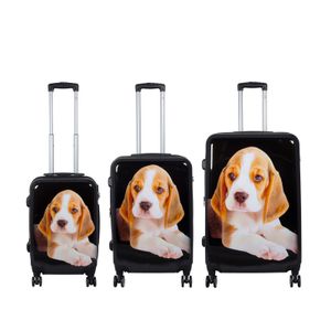 39867 Poly-ABS Kofferset 3-teilig, Hundemotiv Beagle