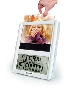 Geemarc VISO5 digitale Funkuhr mit Fotorahmen - Ideal fr Senioren - Hilfreich fr Demenz- und Alzheimer-Kranken - WEISS
