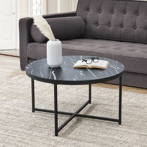 Konferenční stolek Uppvidinge Boční stolek 45x80cm Obývací stůl kulatý mramor / černý