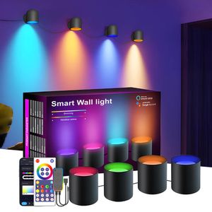 Smart LED RGB Wandleuchte Musik Sync Wandlampe Partybeleuchtung App-Steuerung mit Fernbedienung für Wohnzimmer Bar Spielzimmer Deko