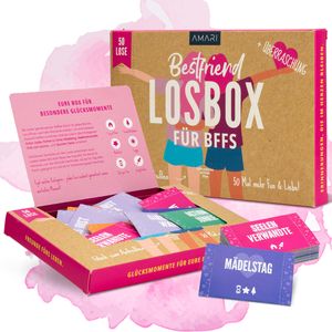 AMARI ® Losbox für die Beste Freundin - Geschenk für Frauen & Mädchen - 50 Lose mit Ideen für Spaß und Entspannung