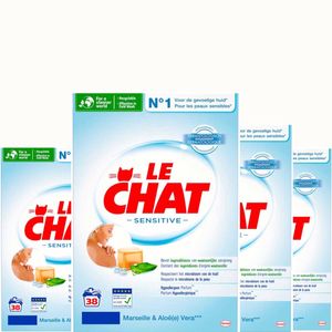 Le Chat Sensitive Waschpulver – Marseille & Aloe Vera – Vorteilspack 4x38 Waschgänge
