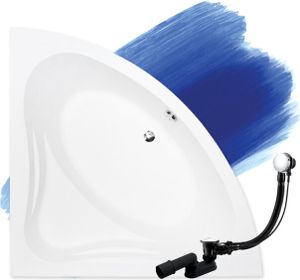 BADLAND Eckbadewanne Badewanne Mia 140x140 mit Ablaufgarnitur und Füßen GRATIS ohne Verkleidung