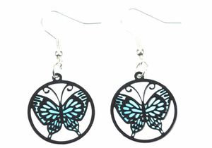 Schmetterling Fensterbild Ohrringe Miniblings Lichtspiel Butterfly blau schwarz