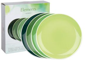WAECHTERSBACH 41 5 973 1000 Elements snídaňový talíř Jungle, porcelán z kostního porcelánu, Ø 19 cm, zelený (balení po 4 ks)