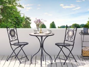 BELIANI Zahradní bistro stůl černý kovový mozaiková stolová deska vintage styl na terasu nebo balkon