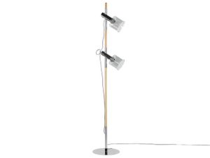 BELIANI Stehlampe Grau Metall und Rauchglas 150 cm 2-flammig mit Holzgestell höhenverstellbaren Schirmen und 2 Schaltern langes Kabel Industrie Look