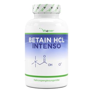 Betain HCL - 240 Kapseln mit 695 mg - Premium: Mit Pepsin & bitterer Enzian - Vollspektrum Verdauungsenzyme - Hochdosiert - Vegan - Labor