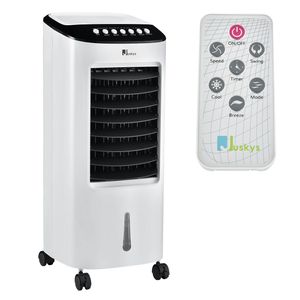 Juskys Mobile Klimaanlage mit Fernbedienung, Schwingfunktion & Timer – Klimagerät 65 Watt 76 cm – Luftkühler 3 Geschwindigkeiten – Weiß