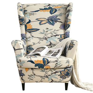 2 ks Stretch Wing Chair Sofa Slipcover Printed Elastan Sofa Cover Nábytek Protector Non-Slip Soft, Flower