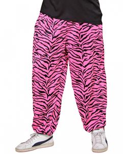 80ies Jogging Hose mit Pink Zebra Muster Größe: M/L