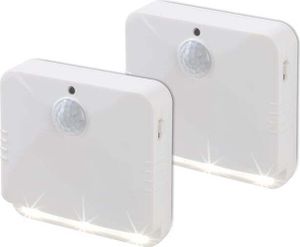 EASYmaxx LED-Sensorlicht - eckig - Mit Bewegungsmelder - 2er-Set - weiß