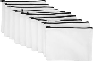 10pcs Canvas Bag Blind 7.8x5.7in Weiches Lichtgewicht Glättung Reißverschluss DIY -Handwerk für Make -up -Schreinreisen