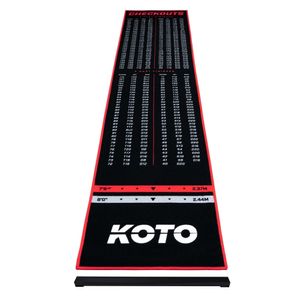 KOTO - Oche Carpet Checkout Dartmatte Rot 285 x 60 cm,  Dartmatte mit Anti-Rutsch-Beschichtung, Wurflinien, Verstellbarem Oche & Checkout