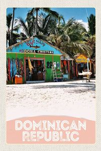 vianmo Drevený nápis obrázok 18x12 cm Dominikanische Republik Strand Shop