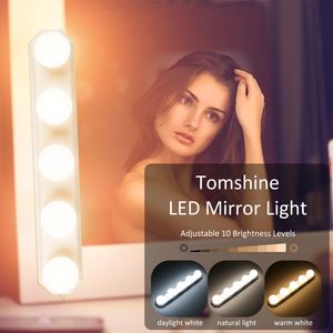 Tomshine LED Spiegelleuchte, 10 Dimmbar Schminklicht, 3 Beleuchtungsfarben Make Up Licht Spiegellampe USB-Kabel Schminklampe mit Saugnäpfe für Schminktisch Beleuchtung