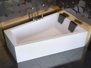 Badewanne Eckbadewanne 180x125 Rechts mit AcrylSchürze, Ablaufgarnitur & Füßen GRATIS | Komplettset 4in1 Original Acryl Wanne Siphon | BADLAND INTIMA