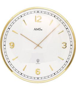 AMS 5609 Wanduhr Funk Funkwanduhr analog golden rund