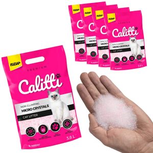 Calitti - Micro Silikat Katzenstreu | Premium Crystals Silikatstreu | Antibakteriell Katzensand | 4-er Set 4 x 3,8 L = 15 L