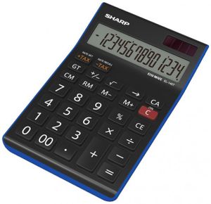 Sharp EL-145T Tischrechner 14 Stellen, Steuerberechnung, schwarz/blau