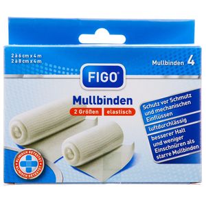 FIGO Mullbinden, 4 Stück, in 2 Größen 1 Pack