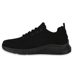 VAN HILL Damen Laufschuhe Sportschuhe Sportliche Strick Profil-Sohle Schuhe 841023, Farbe: Schwarz, Größe: 36