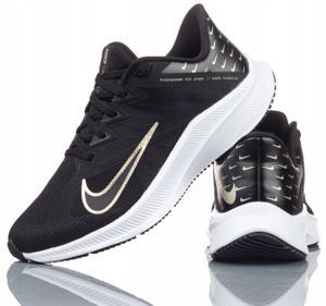 Nike Wmns Nike Quest 3 Prm - black/mtlc gold grain-iron grey, Größe:5.5