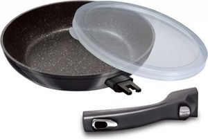 Berlinger Haus Metallic LINE Carbon PRO Edition BH-6913 Bratpfanne, 28 cm max. Durchmesser, Aluminium, Induktionsherd-geeignet, Antihaftbeschichtung, inkl. Deckel, abnehmbarer Griff