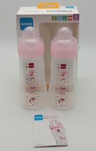 MAM Easy Active Trinkflasche im 2er-Set (330 ml), Baby Trinkflasche inklusive MAM Sauger Größe 2 aus SkinSoft Silikon, Milchflasche mit ergonomisch...