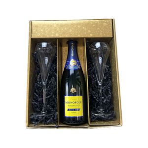 Geschenkbox Champagner Heidsieck - Gold -1 Blue Top Brut - 2 Champagnergläser CHEF & SOMMELIER