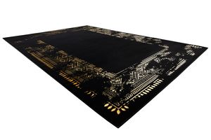 Modern GLOSS Teppich  408C 86 Rahmen stilvoll, glamour, art deco schwarz / gold Schwarz 140x190 cm