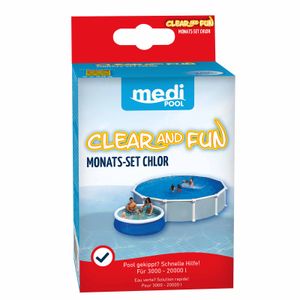 mediPOOL Chlor PLUS Mini Clear and Fun für Quick-Up-Pools 250 g, Desinfektion, Chlortabletten, Schnellchlorung, klares Wasser, Poolreinigung