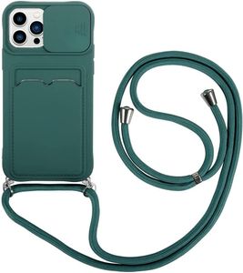 Case mit Kameraschutz für iPhone 11 Hülle,Slide Camera Umhängen Schutzhülle,Silikon Handyhülle zum Umhängen Kette,Smartphone Necklace mit extra Kreditkartenfach