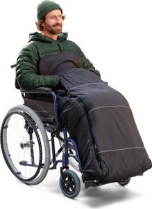 novely® OWEN Rollstuhl-Fußsack aus Soft Fleece - Für Rollstühle ohne Armlehnen - Thermo Schlupfsack für Erwachsene - Farbe: 01 Schwarz