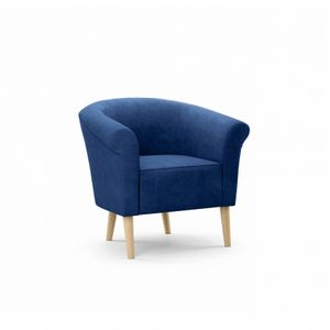 Bettso Pohodlné křeslo Čalouněné křeslo Relaxační křeslo s dřevěnými nohami do obývacího pokoje ve skandinávském stylu PERO Tmavě modrá barva