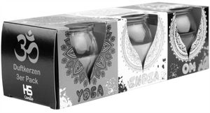 HS Candle Duftkerze ( YOGA ) 3er Pack Kerze im Glas, lange Brenndauer und angenehmer Duft