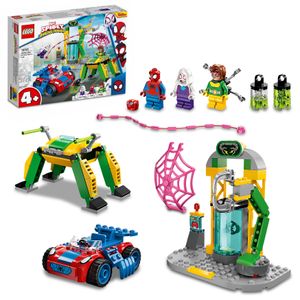 LEGO 10783 Marvel Spidey und seine Super-Freunde Spider-Man in Doc Ocks Labor, Superhelden-Set mit Spielzeugauto für Kinder ab 4 Jahren