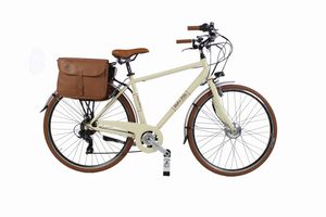 Elektro-Fahrrad Dolce Vita by Canellini Citybike Mann Aluminium mit Seitentasche - Beige 54 - Frontmotor