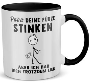 22Feels Papa Geschenk Vatertag Vater Tasse Deine Fürze Stinken Geburtstag Kaffeetasse Männer Weihnachten Haferl (Weiss-Schwarz)