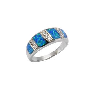 F Ring 925/- Sterling Silber weiß 060 (19,1) synth. Opal blau 025270005