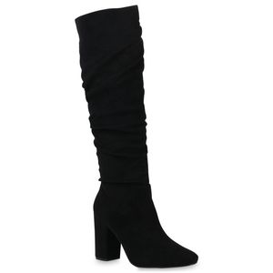 Mytrendshoe Damen Klassische Stiefel High Heels Boots 832115, Farbe: Schwarz, Größe: 38