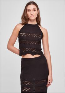 Dámske tričko Urban Classics Ladies Short Crochet Knit Neckholder Top black - M
