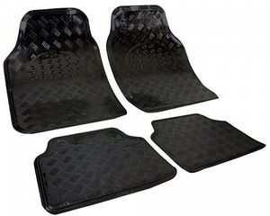 WOLTU Universal Auto Fußmatten 4-teilig Alu Chrom Optik schwarz