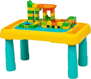 GOPLUS 5 in 1 Bausteine Spieltisch, Kinder Aktivitätstisch mit Große Bausteinen Spielzeug, Kinderschreibtisch mit eine Wasser Stift, Kindertisch für Wasser, Sand, Aufbewahrung, und Lernen