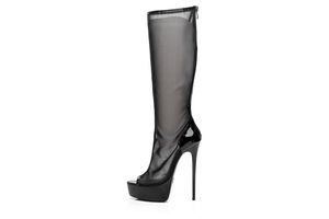 Giaro Stiefel in Übergrößen Schwarz [D2C] STEAM BLACK MATTE MESH Polyurethangroße Damenschuhe, Größe:42